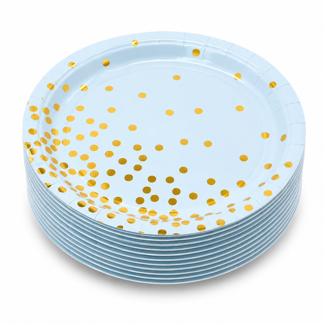 Baby Blue Gold Dots Paper Plates