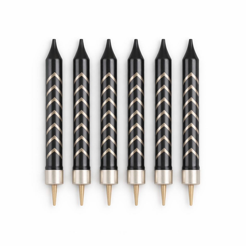 Black Candle Set with Gold Lines
