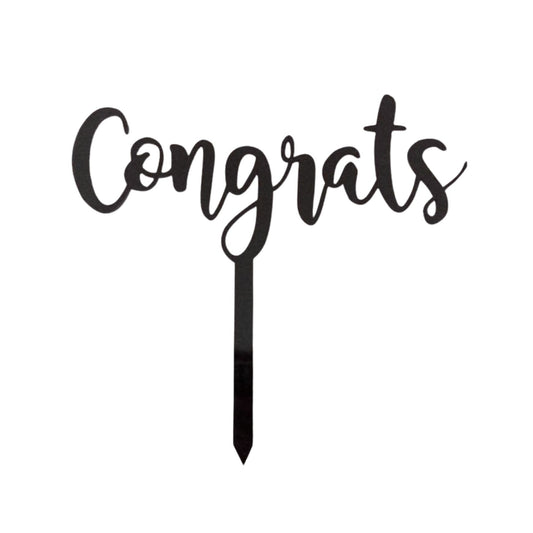 Black acrylic Congrats cake topper
