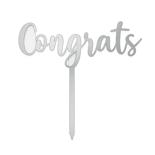 Silver acrylic Congrats cake topper