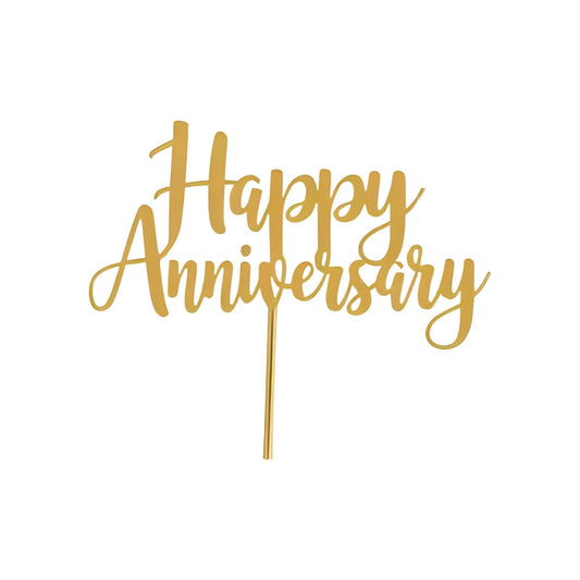 Gold mirror acrylic Happy Anniversary cake topper