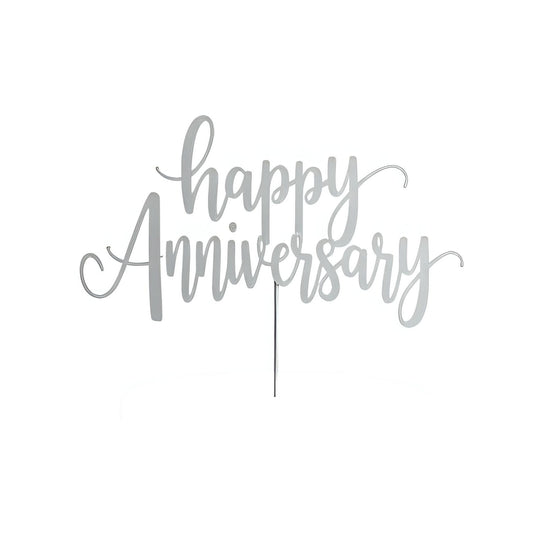 Silver mirror acrylic Happy Anniversary cake topper