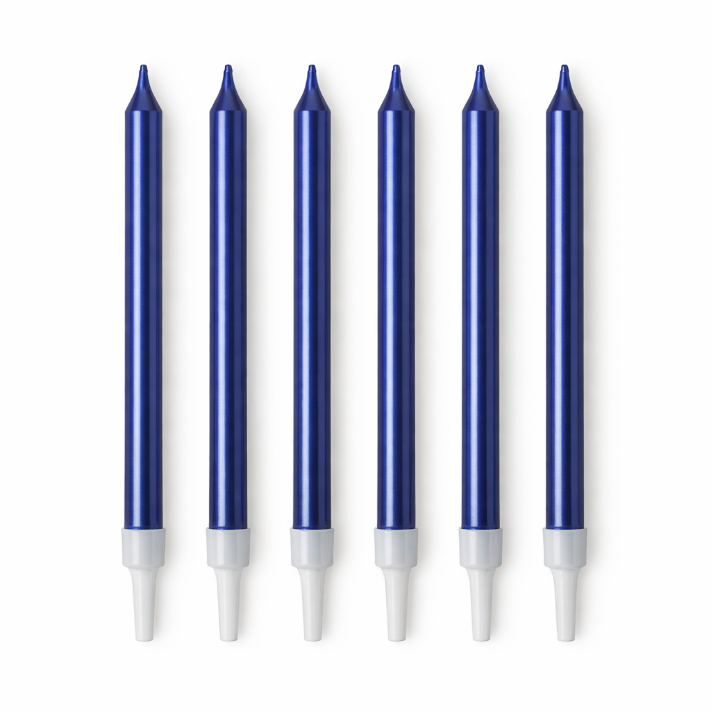 Metallic Blue Candle Set