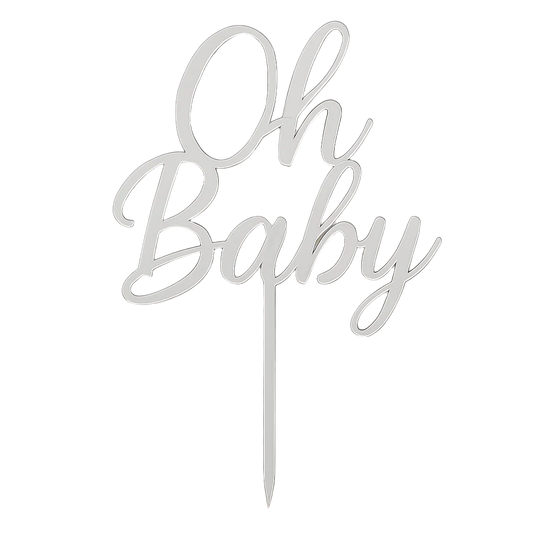 Silver oh baby cake topper for baby events