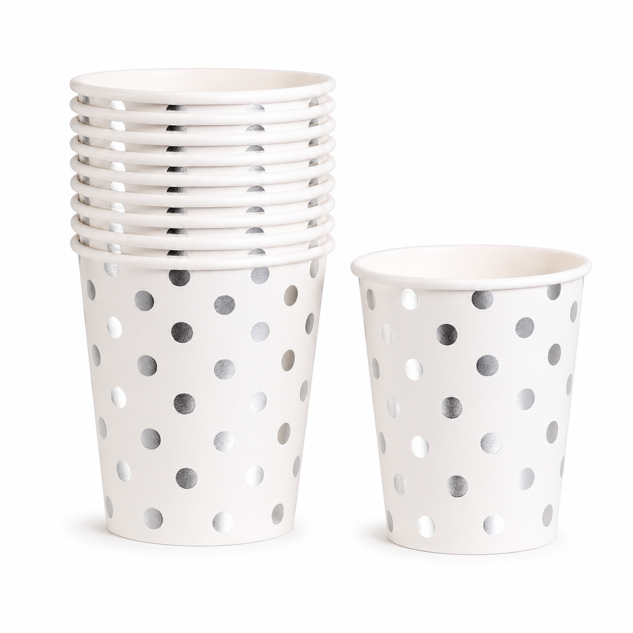 Silver Dots Paper Cups