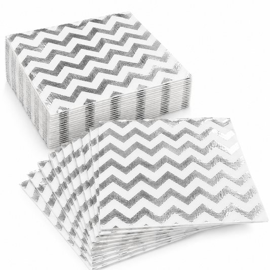 Silver Zigzag Paper Napkins