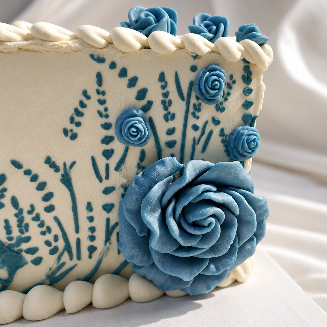The Something Blue Floral Cake