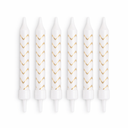 White Candle Set with Gold Lines