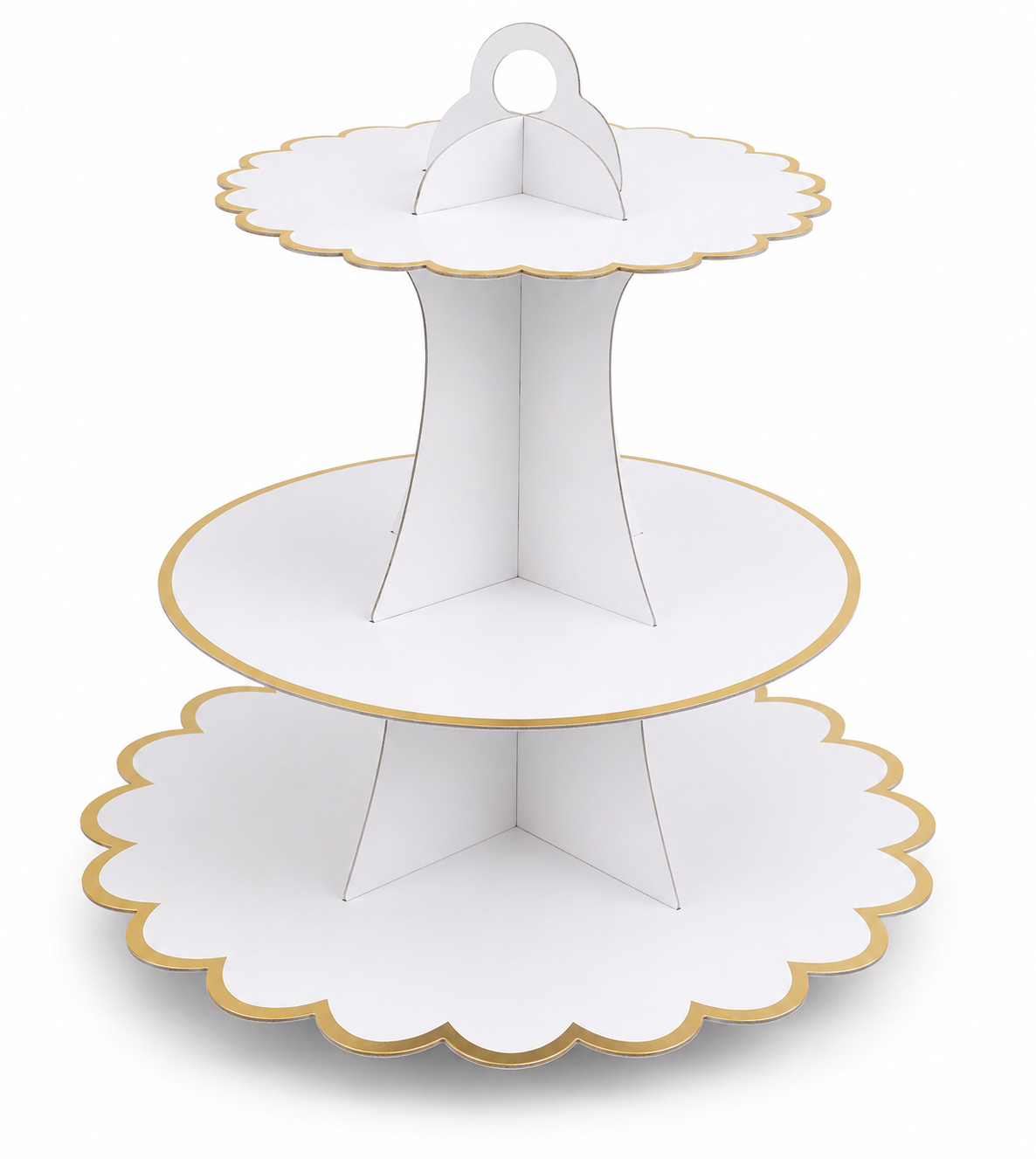 White With Gold Border Cupcake Stand