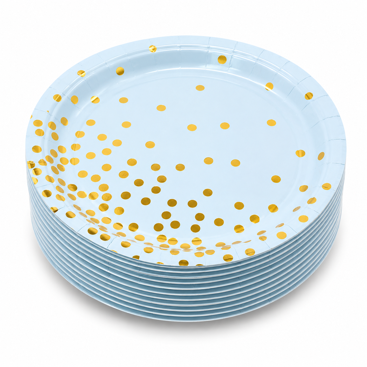 Baby Blue Gold Dots Paper Plates