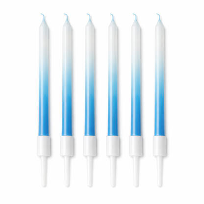 Baby blue ombre birthday candles set white to blue gradient cake candles (6 pack)