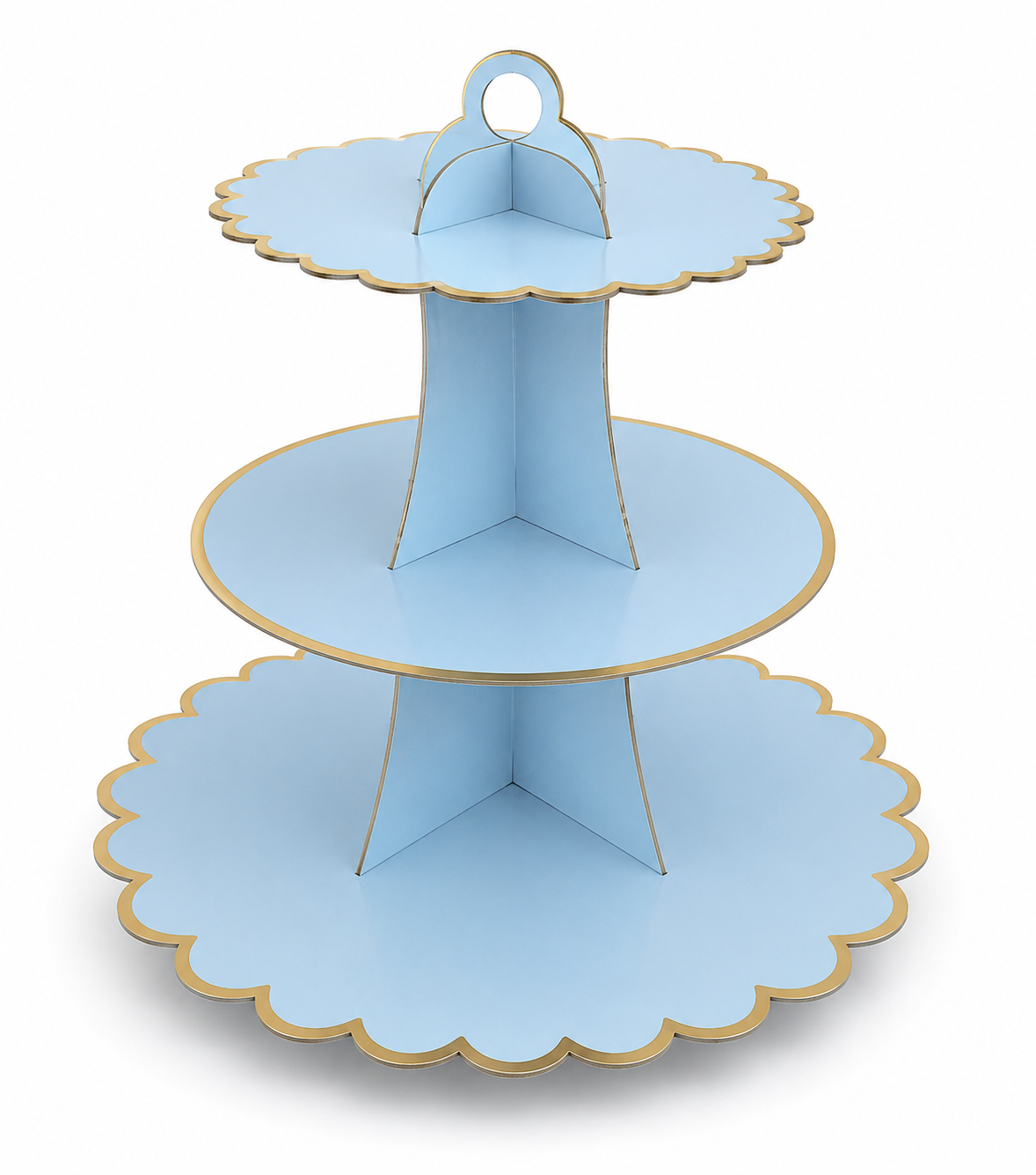 Baby Blue With Gold Border Cupcake Stand