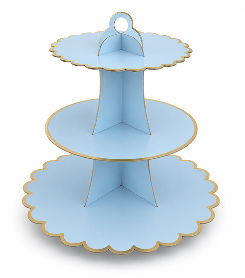 Baby Blue With Gold Border Cupcake Stand