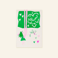 Illustration of a green card with Arabic text on a white background