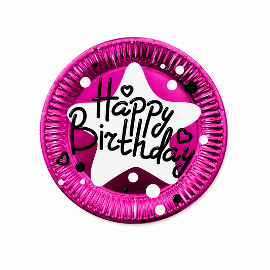Pink balloon with 'Happy Birthday' text on a white background