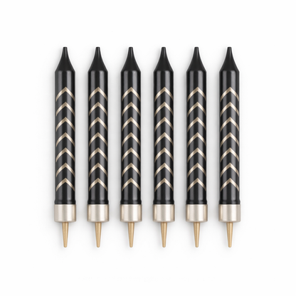Black Candle Set with Gold Lines