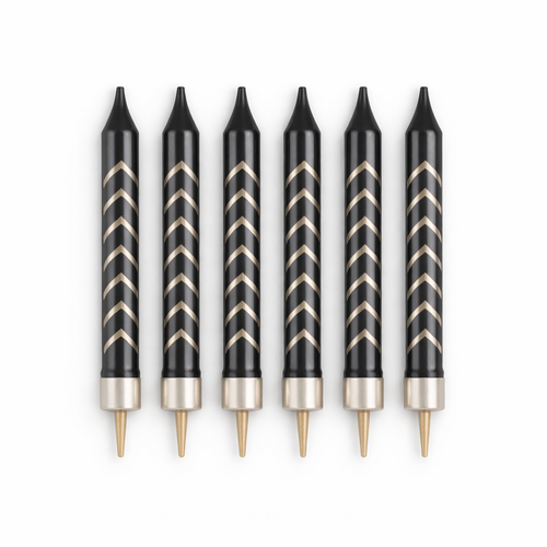 Black Candle Set with Gold Lines