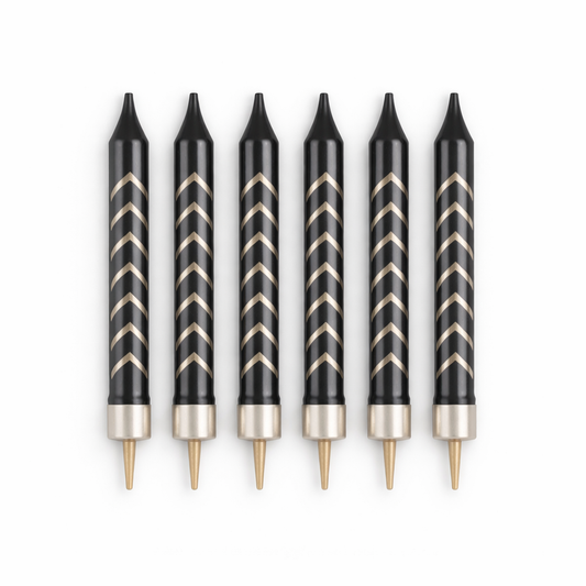 Black Candle Set with Gold Lines