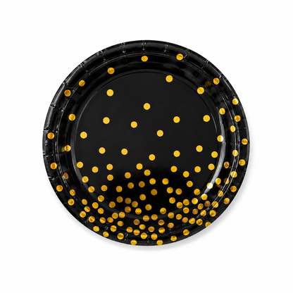 Black Gold Dots Paper Plates