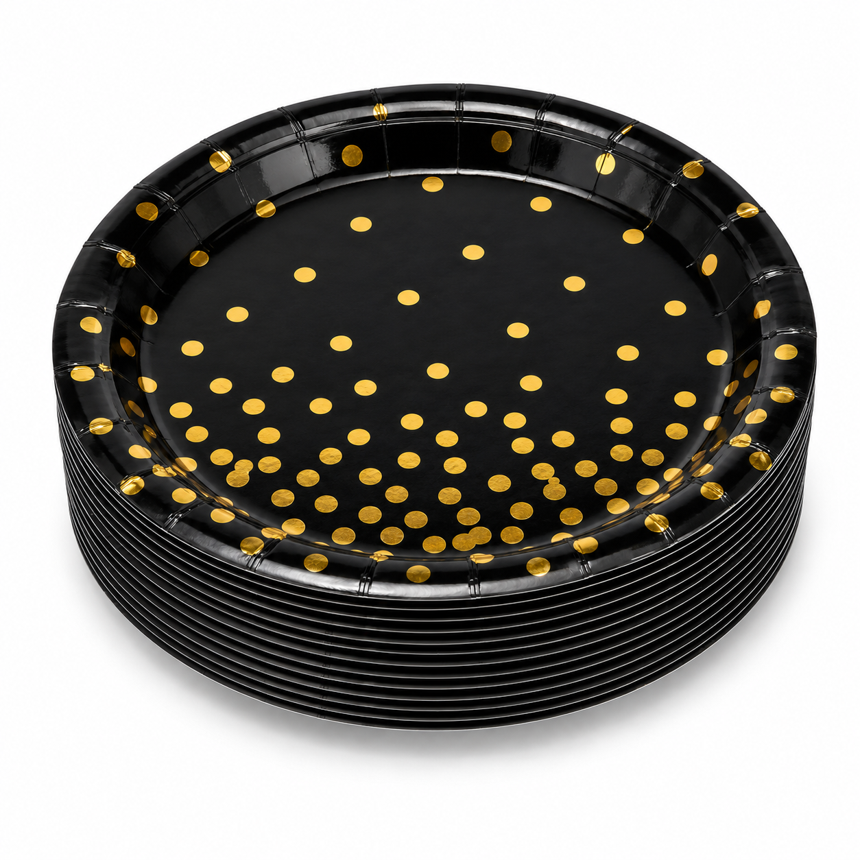 Black Gold Dots Paper Plates