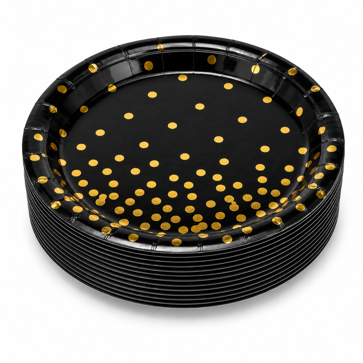 Black Gold Dots Paper Plates