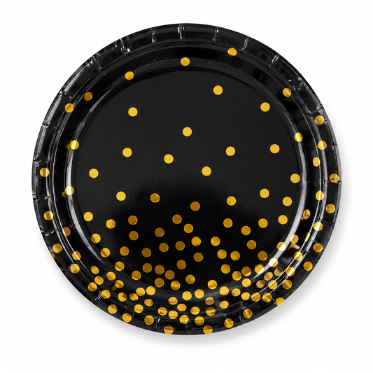 Black Gold Dots Paper Plates