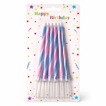 Blue pink spiral candle set
