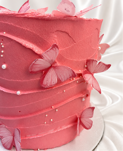 The Blush Butterfly Waves Cake