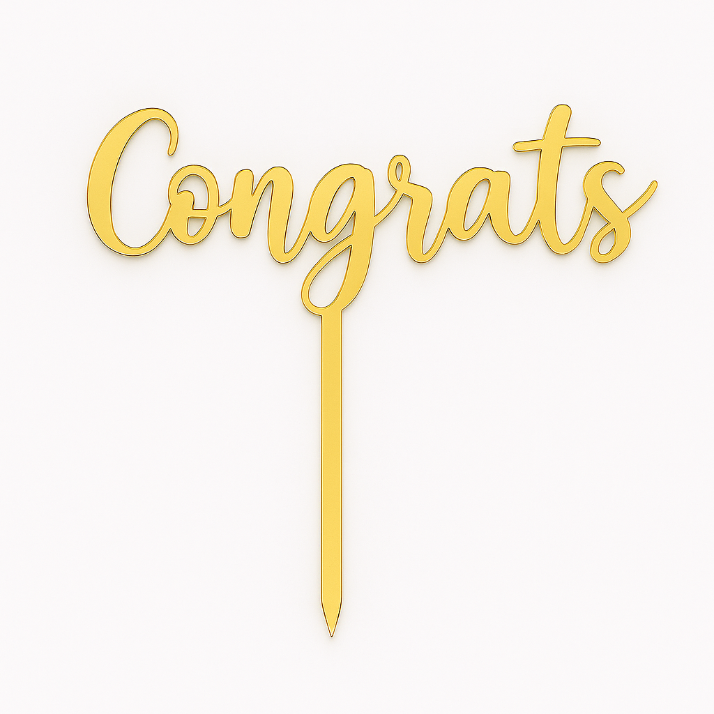 Gold acrylic Congrats cake topper
