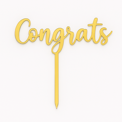 Gold acrylic Congrats cake topper