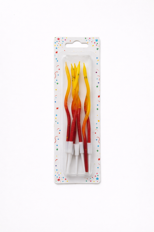 Set of colorful plastic forks in packaging on a white background