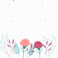 Decorative floral card design with pink and red flowers on a white background