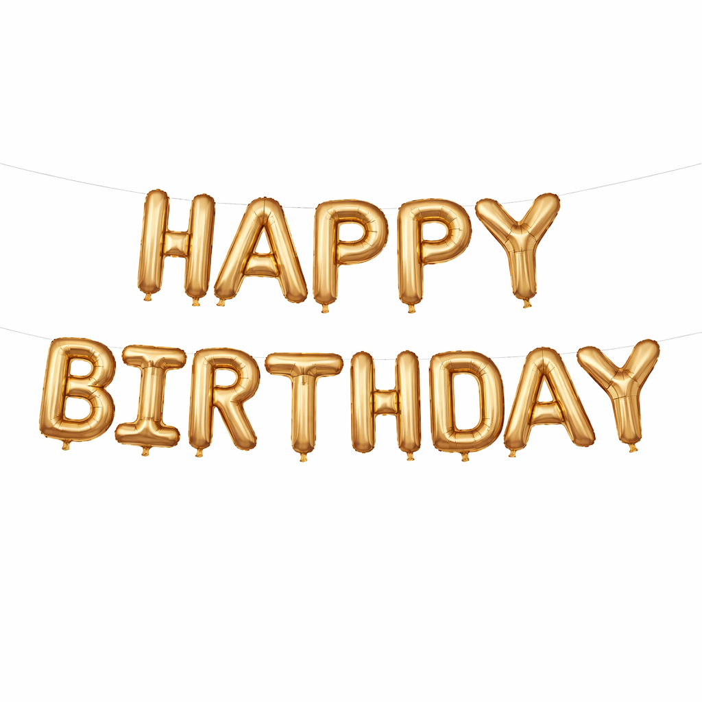 Gold Happy Birthday Balloon Set