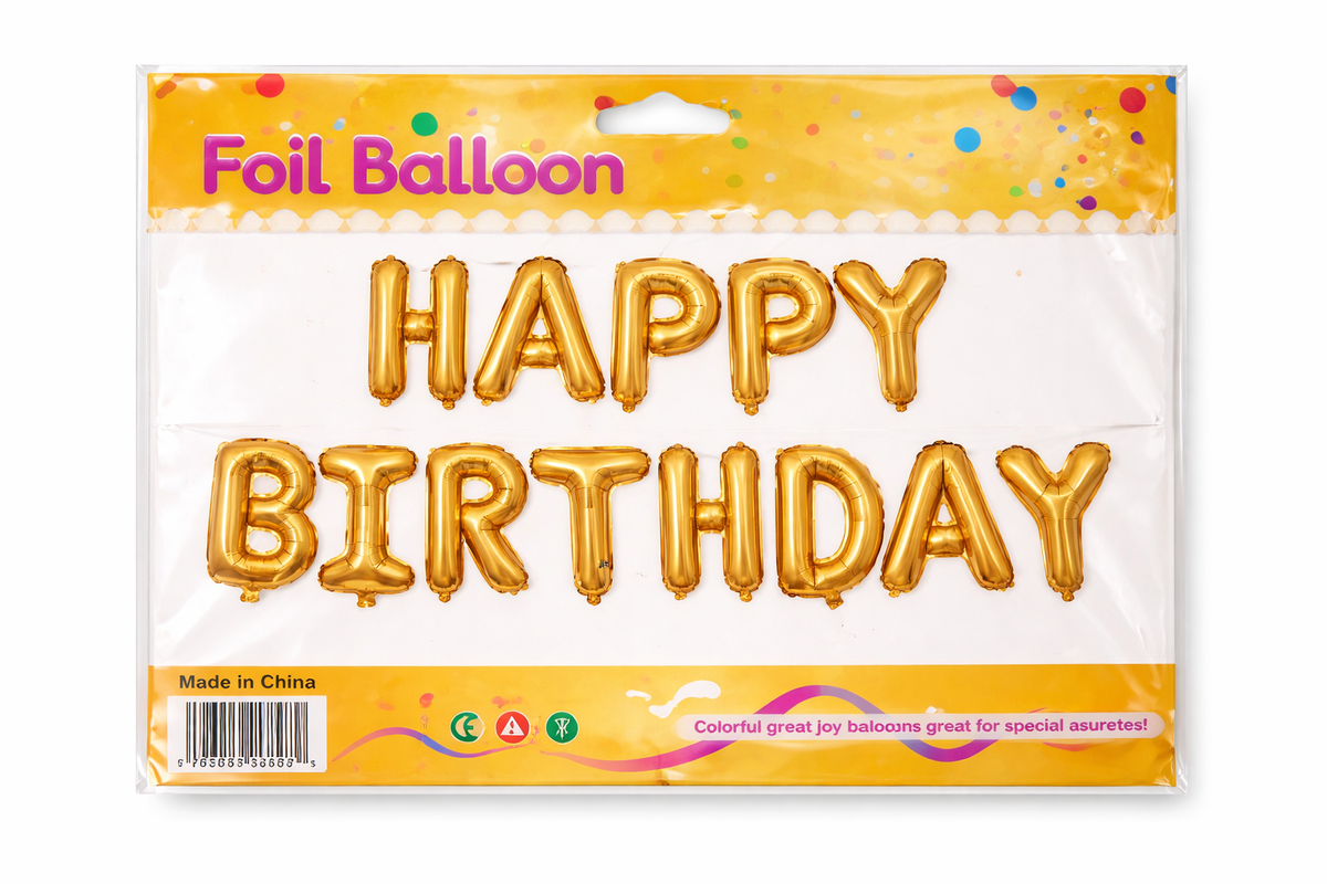 Gold Happy Birthday Balloon Set
