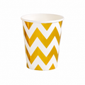 Gold Zigzag Paper Cups with metallic chevron design for parties and celebrations
