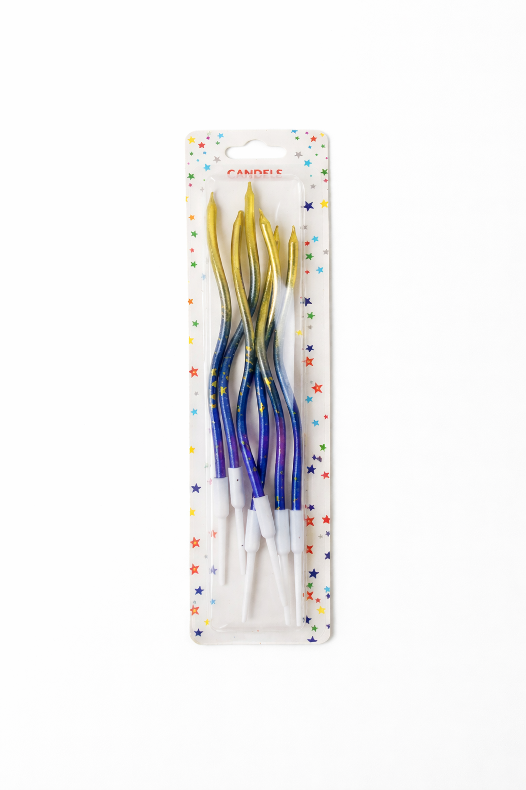 Golden Blue Wavy Candle Set