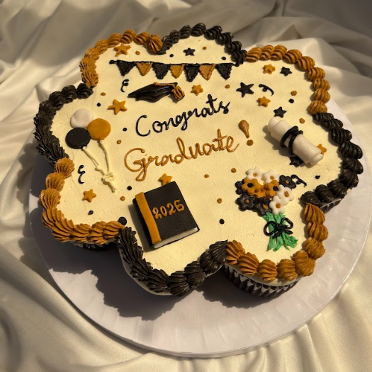 Graduation Pull-Apart Cupcake Cake featuring 10 decorated cupcakes