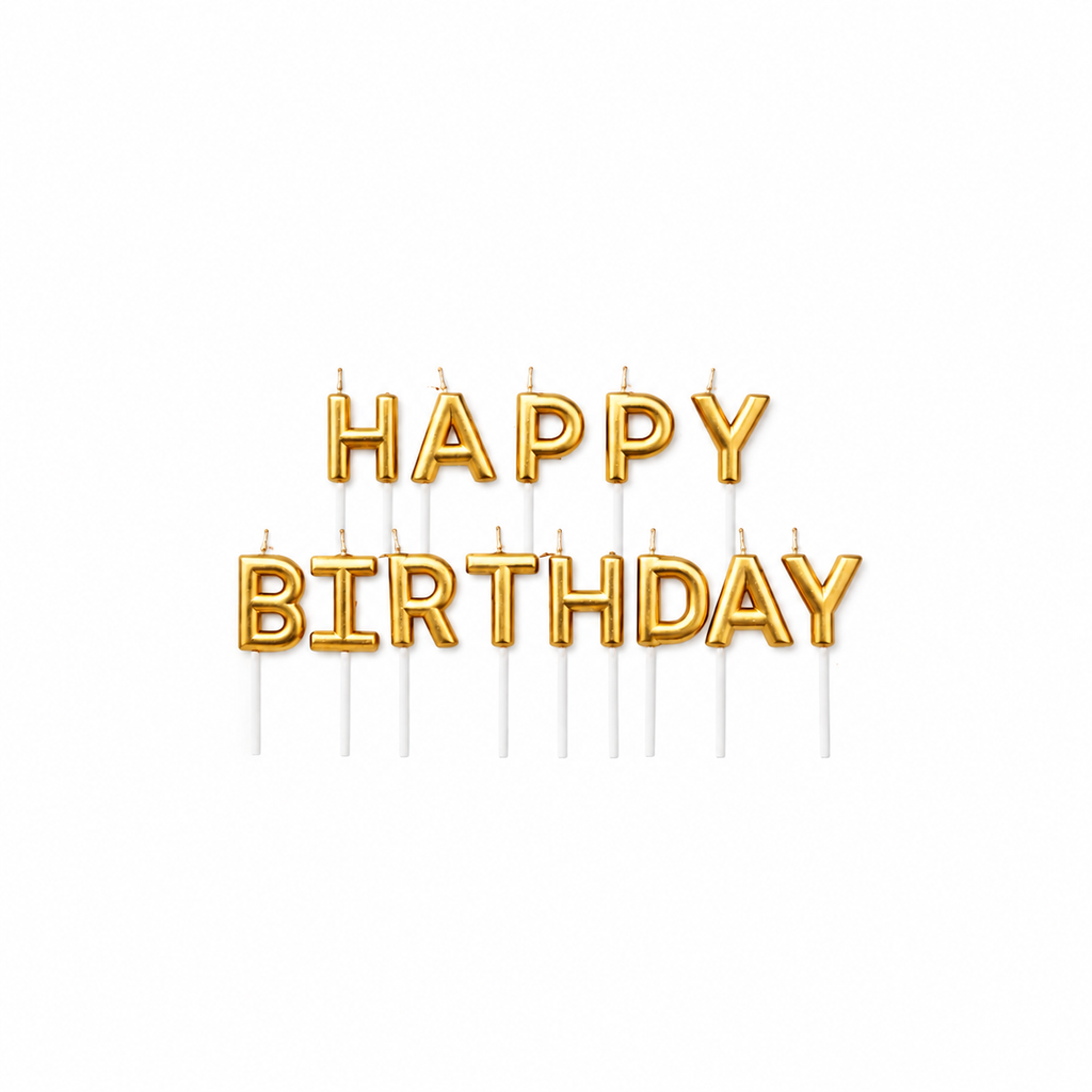 Happy Birthday Golden Candle Set