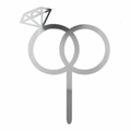 Metallic ring and diamond design on a white background