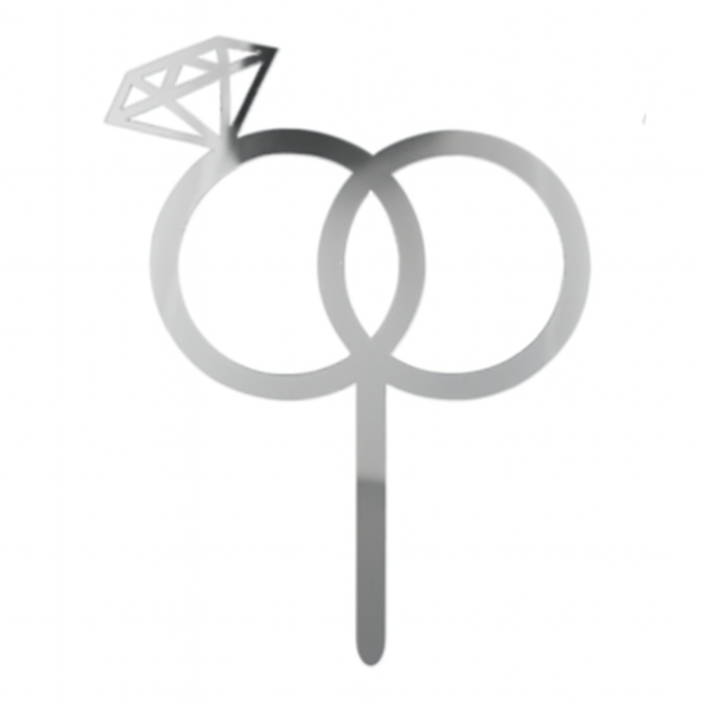 Metallic ring and diamond design on a white background