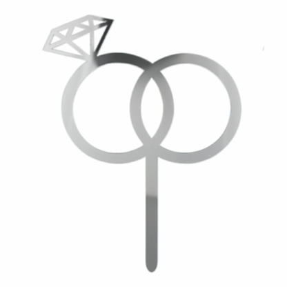Metallic ring and diamond design on a white background