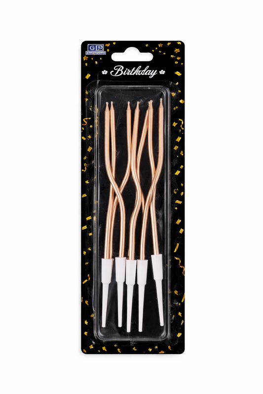Metallic Rose Gold Wavy Candle Set