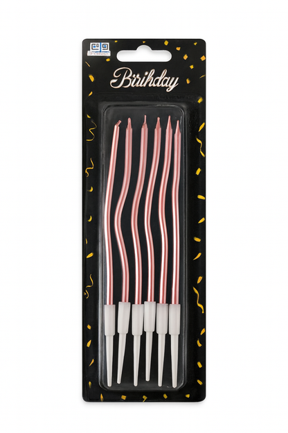 Pack of birthday candles with pink wicks in packaging labeled 'Birthday'.