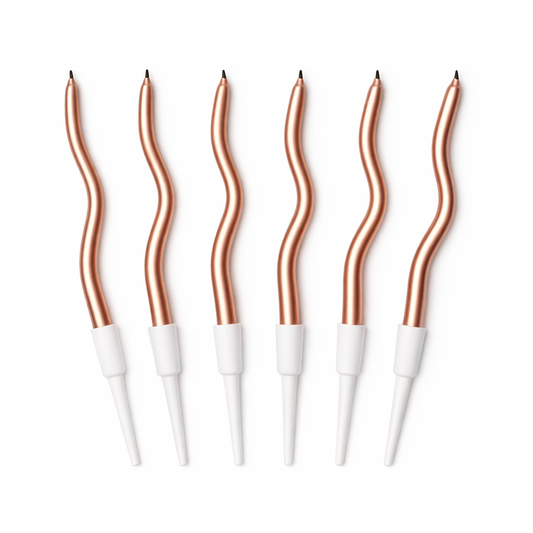 Metallic Rose Gold Wavy Candle Set