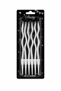 Metallic Silver Wavy Candle Set