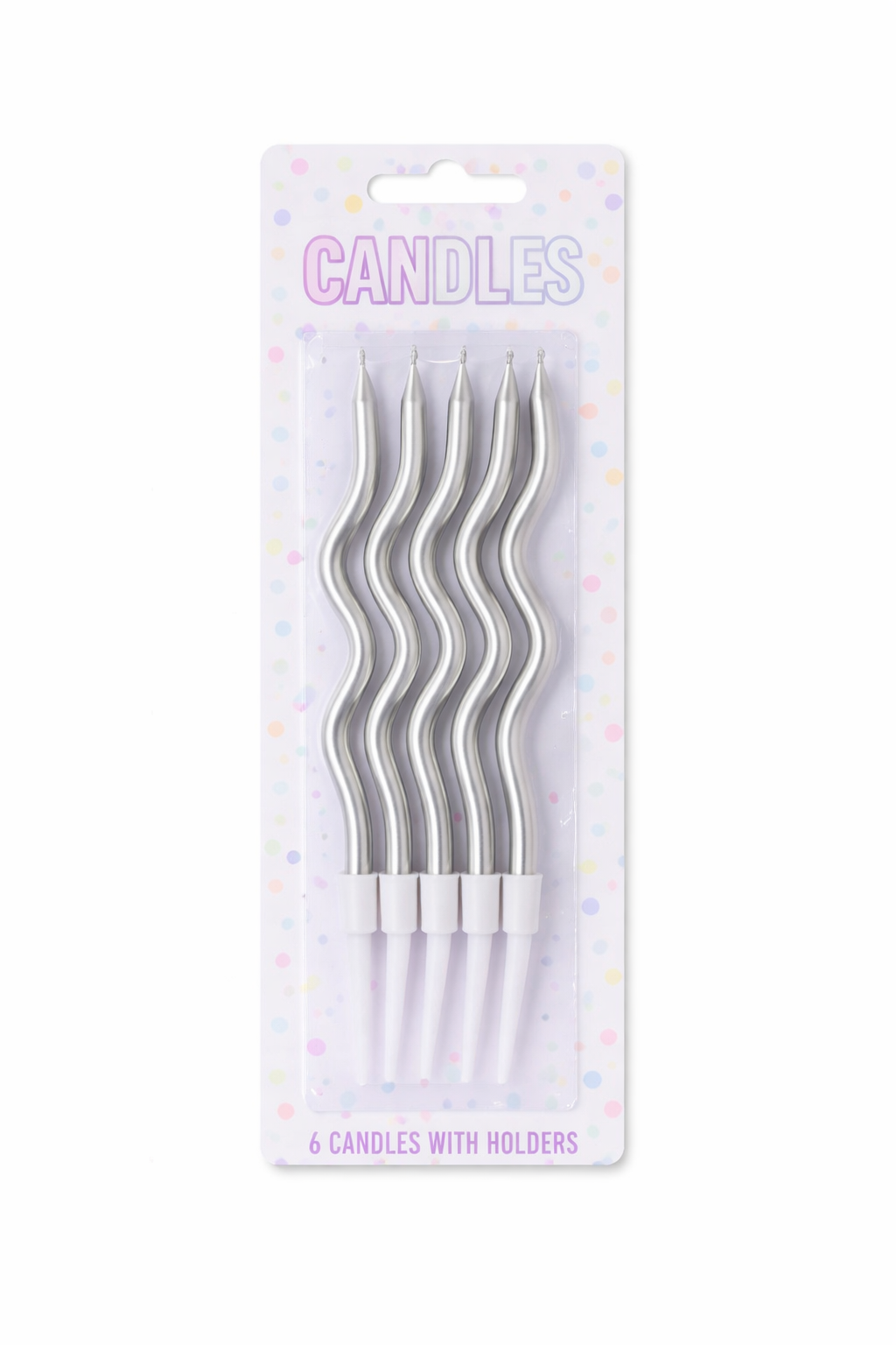 Metallic Silver Wavy Candle Set