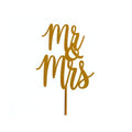 Silver Mr & Mrs wedding cake topper in cursive font