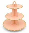 Peach With Gold Border Cupcake Stand