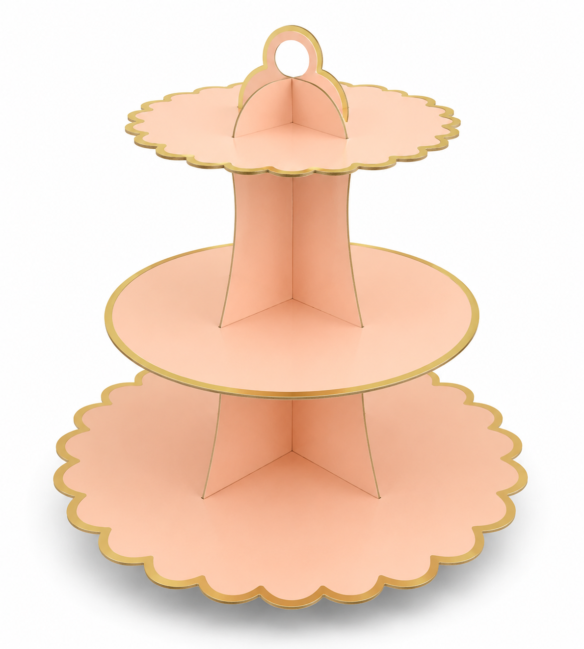 Peach With Gold Border Cupcake Stand