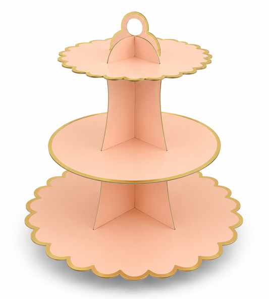 Peach With Gold Border Cupcake Stand
